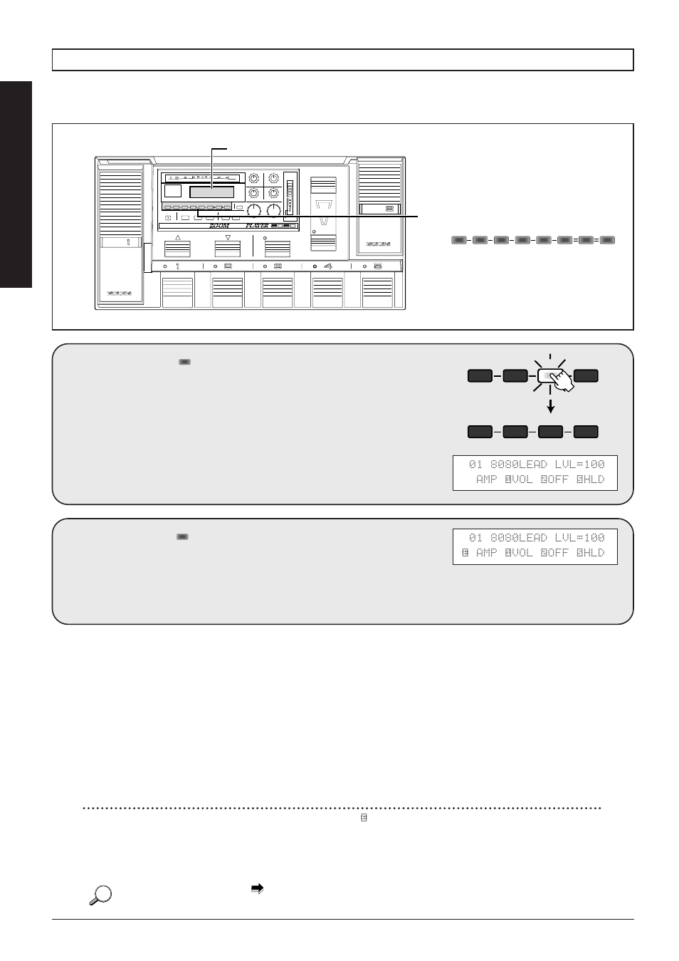 Effect module on/off switching, Press any that is lit (except the total key), Press the once more | 12 basic operation | Zoom 8080 User Manual | Page 13 / 71