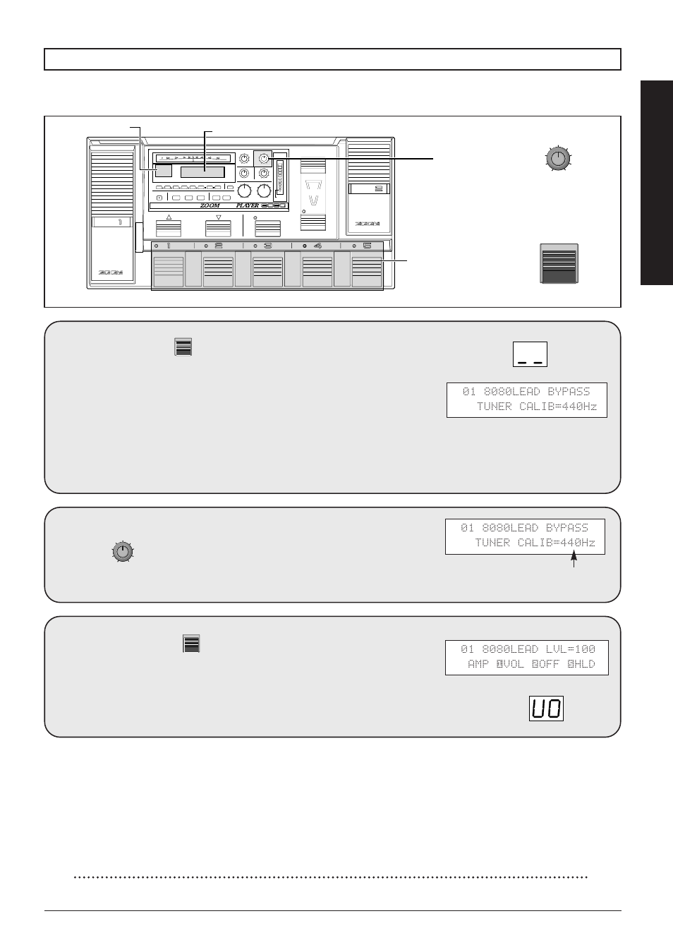 Calibrating the tuner reference pitch, Select the pitch with 4, Basic operation | The new reference pitch is stored automatically | Zoom 8080 User Manual | Page 16 / 71