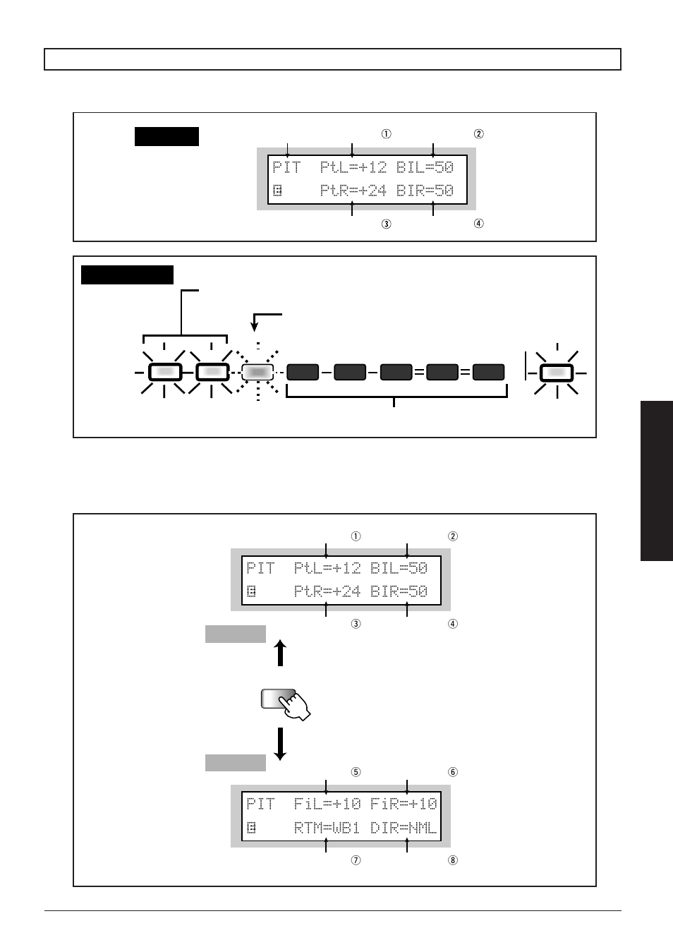 Indications in edit mode, Display, Effect keys | Page 1 page 2 | Zoom 8080 User Manual | Page 20 / 71