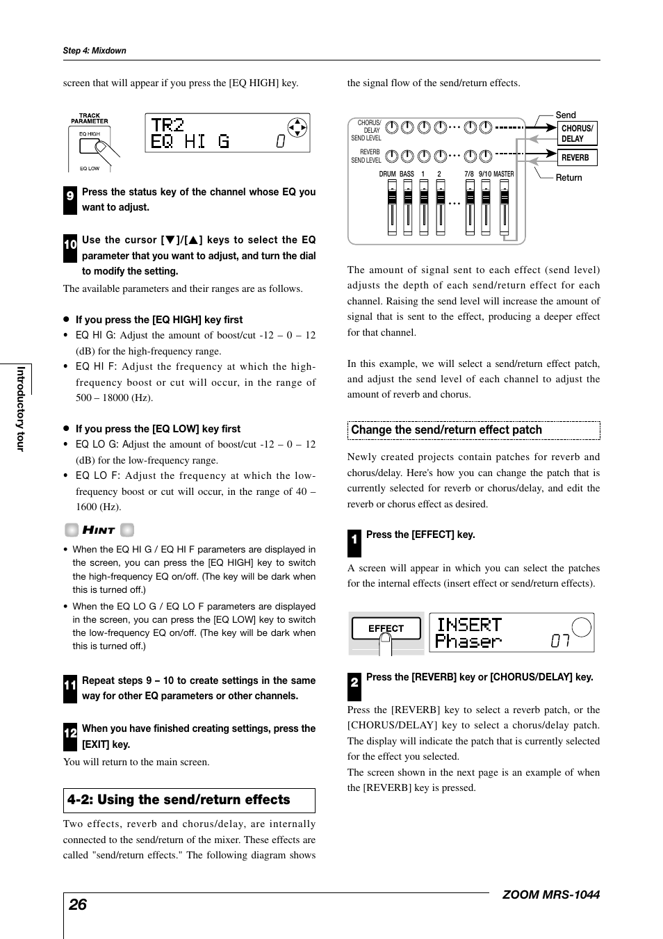 2: using the send/return effects | Zoom MRS-1044 User Manual | Page 26 / 120
