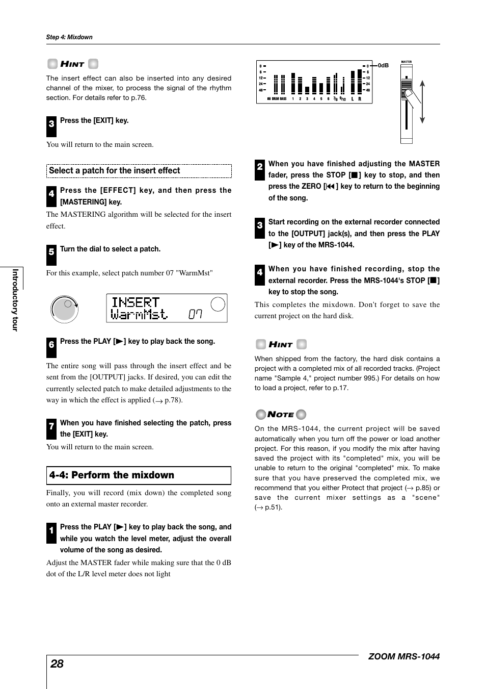 4: perform the mixdown | Zoom MRS-1044 User Manual | Page 28 / 120