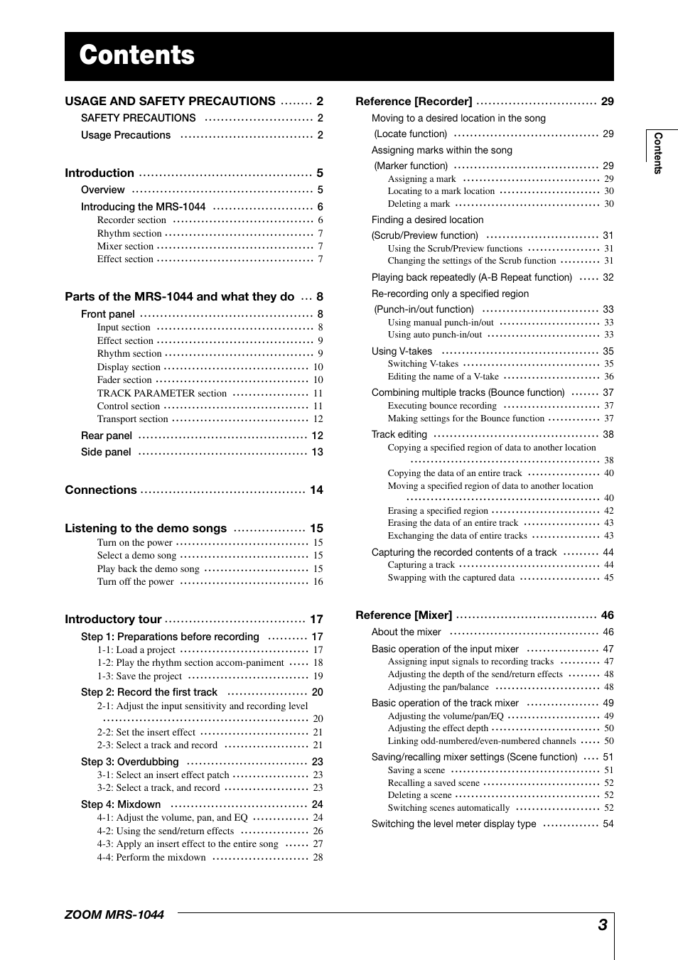 Zoom MRS-1044 User Manual | Page 3 / 120