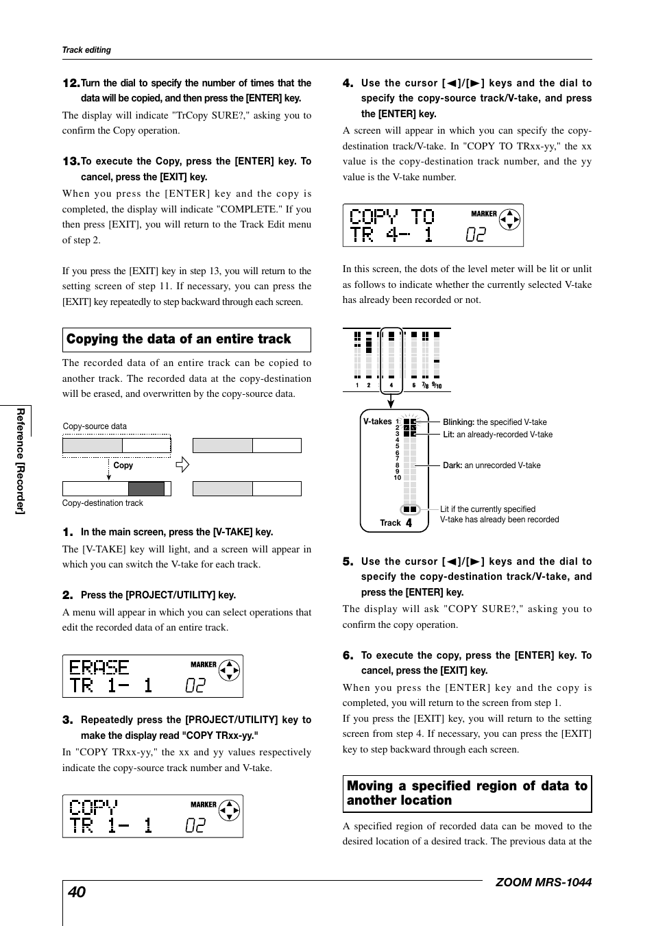 Copying the data of an entire track | Zoom MRS-1044 User Manual | Page 40 / 120