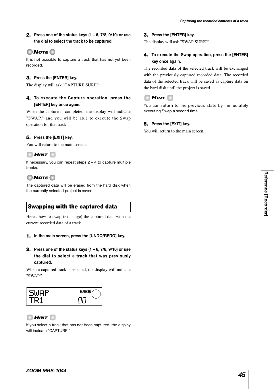 Swapping with the captured data | Zoom MRS-1044 User Manual | Page 45 / 120