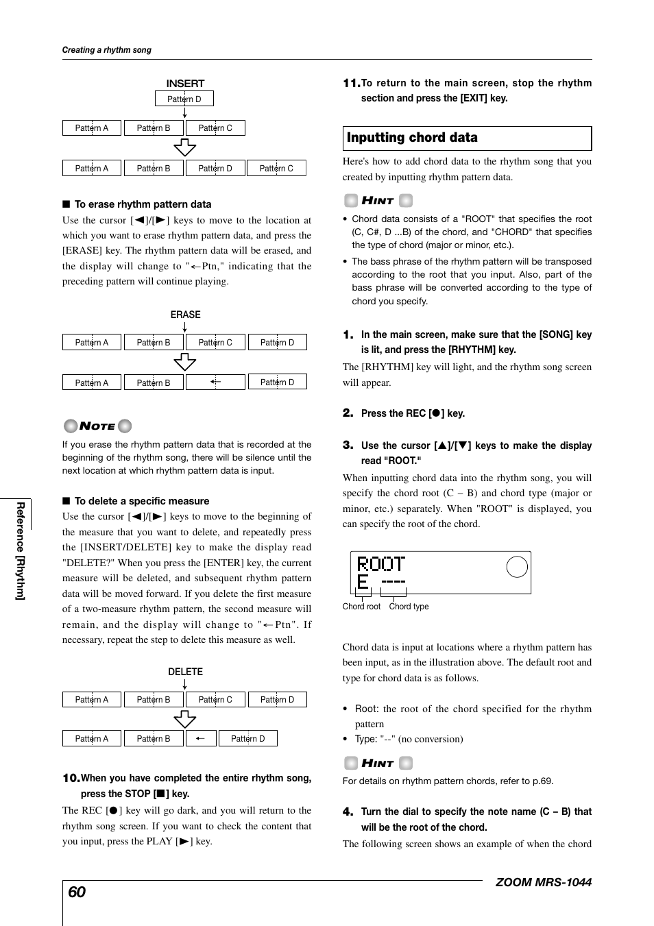 Inputting chord data | Zoom MRS-1044 User Manual | Page 60 / 120