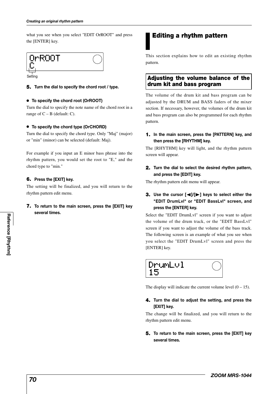 Editing a rhythm pattern | Zoom MRS-1044 User Manual | Page 70 / 120