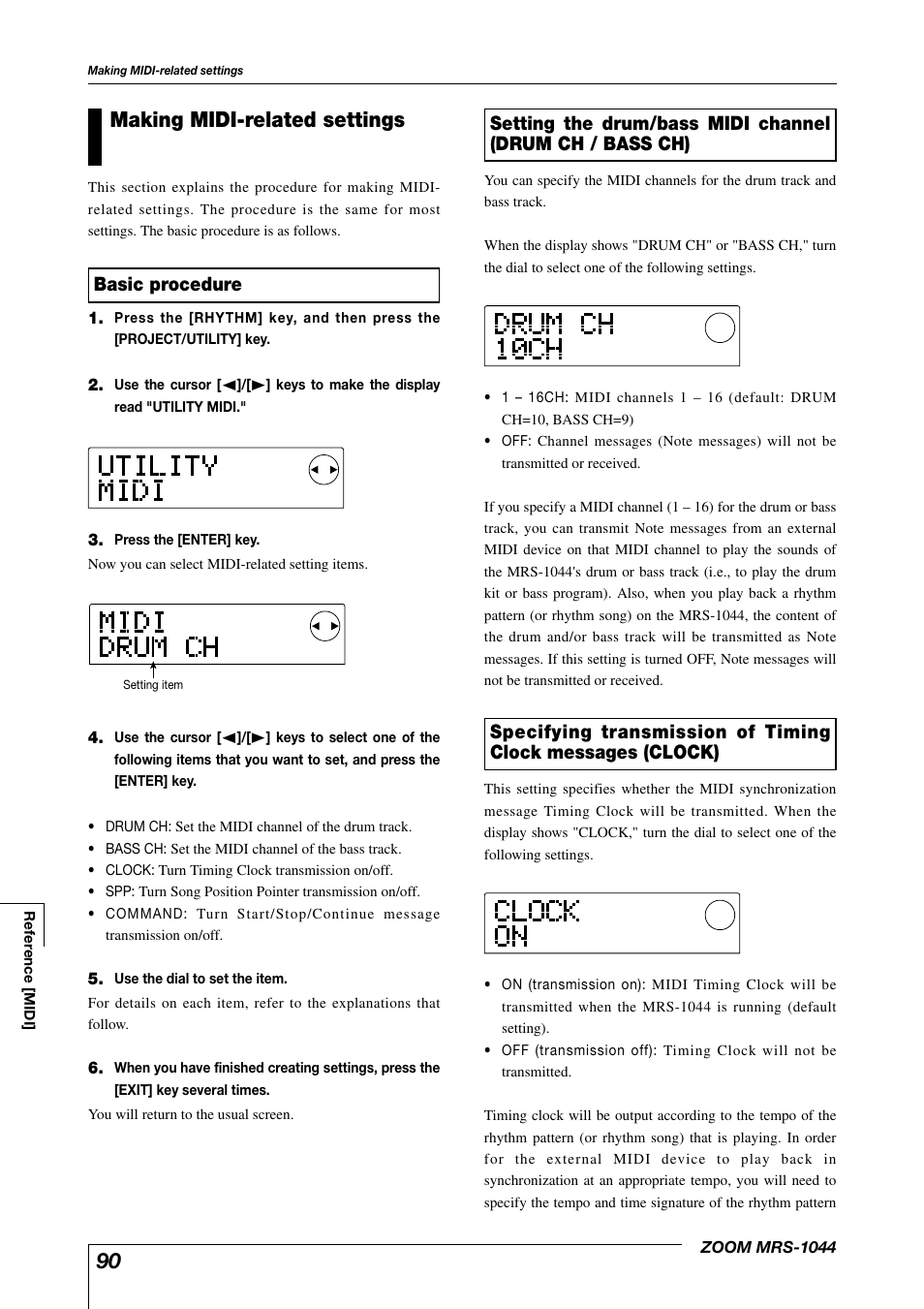 Making midi-related settings, Basic procedure | Zoom MRS-1044 User Manual | Page 90 / 120