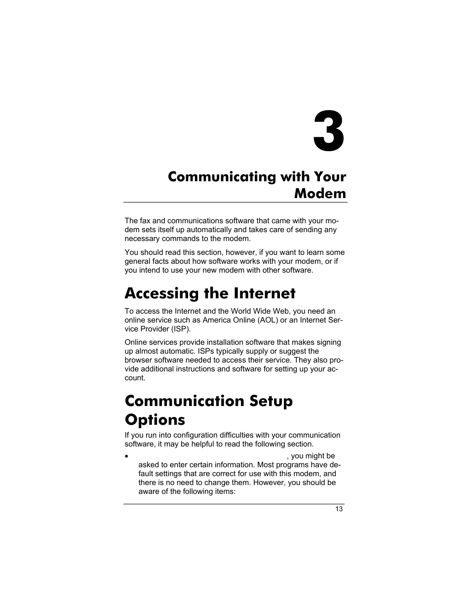 Accessing the internet, Communication setup options, Communicating with your modem | Zoom 3035 User Manual | Page 13 / 33