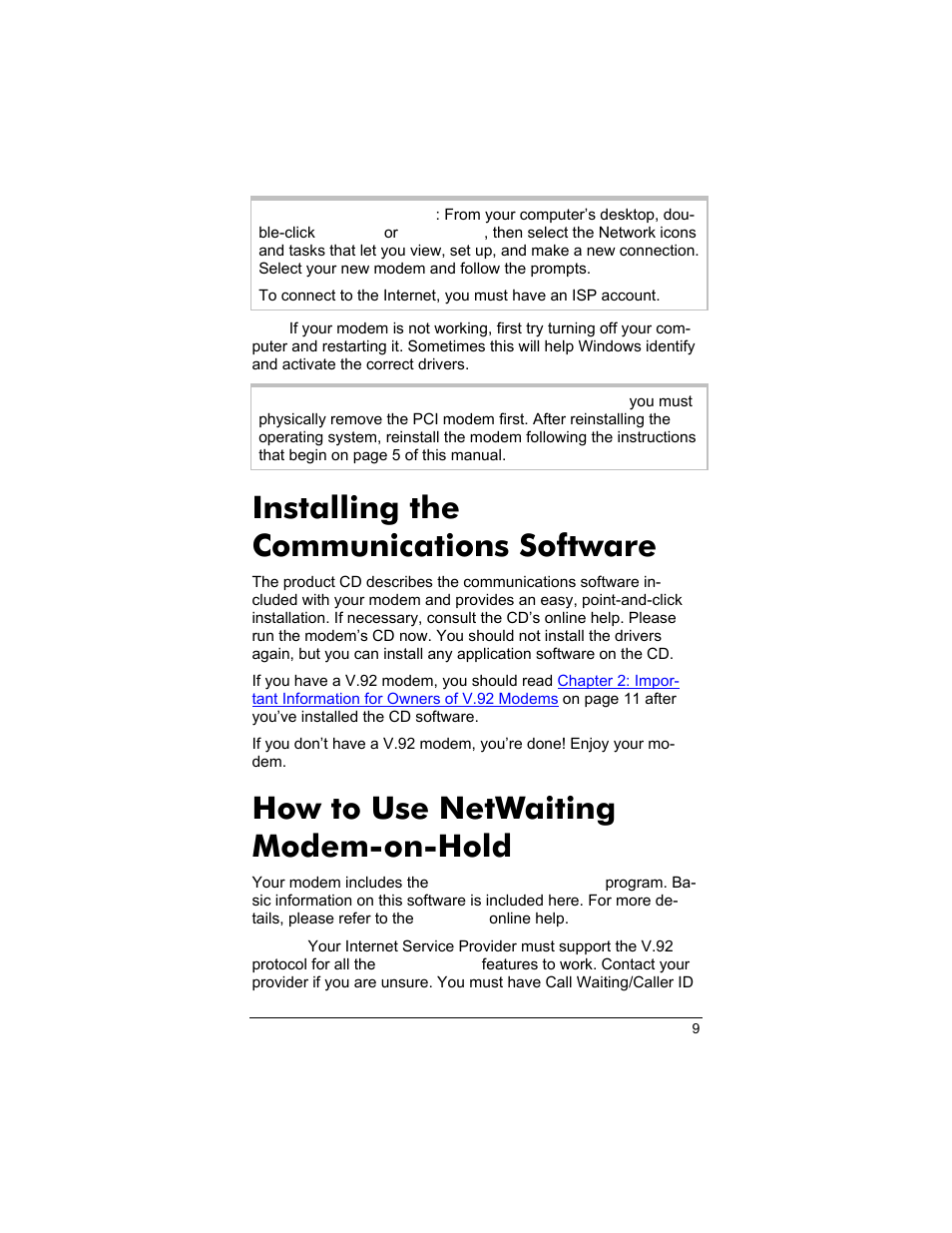 Installing the communications software, How to use netwaiting modem-on-hold, 9 for more infor | Zoom 3035 User Manual | Page 9 / 33