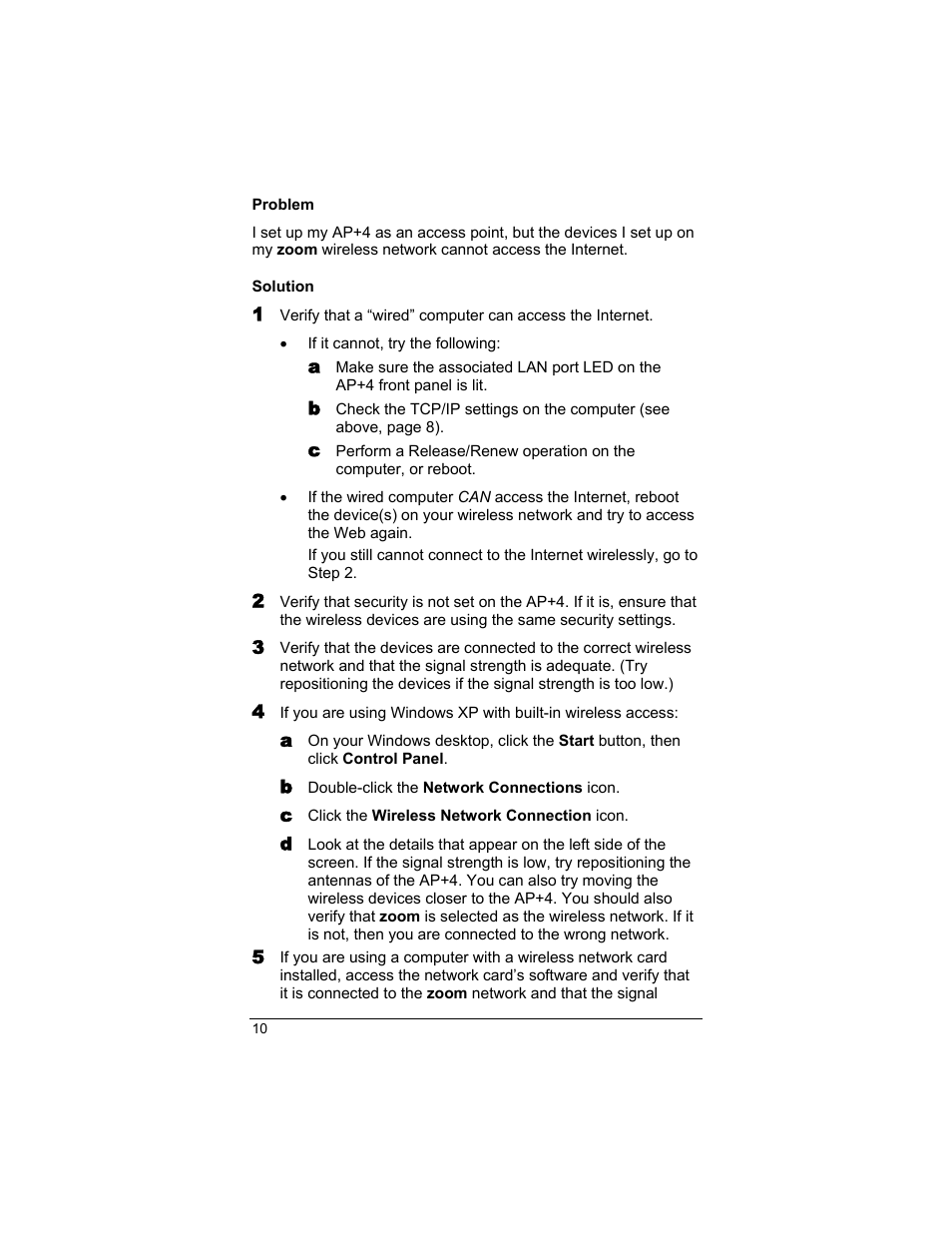 Problem, Solution | Zoom AP+4 4401A User Manual | Page 10 / 24