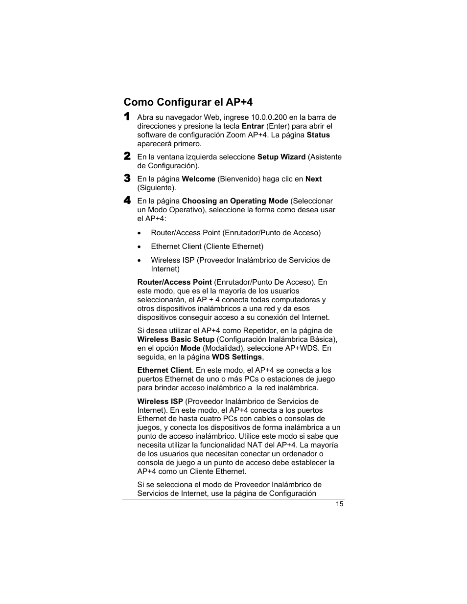 Como configurar el ap+4, Como configurar el ap+4 1 | Zoom AP+4 4401A User Manual | Page 15 / 24