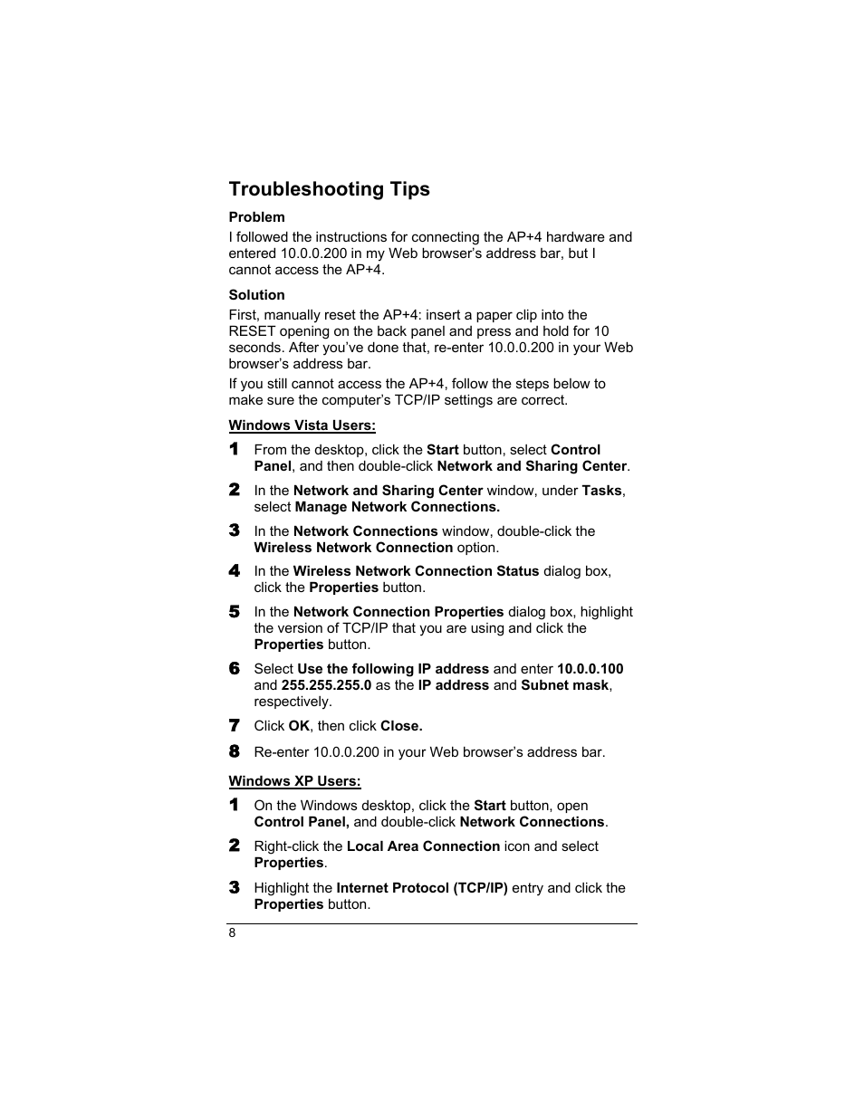 Troubleshooting tips, Problem, Solution | Zoom AP+4 4401A User Manual | Page 8 / 24