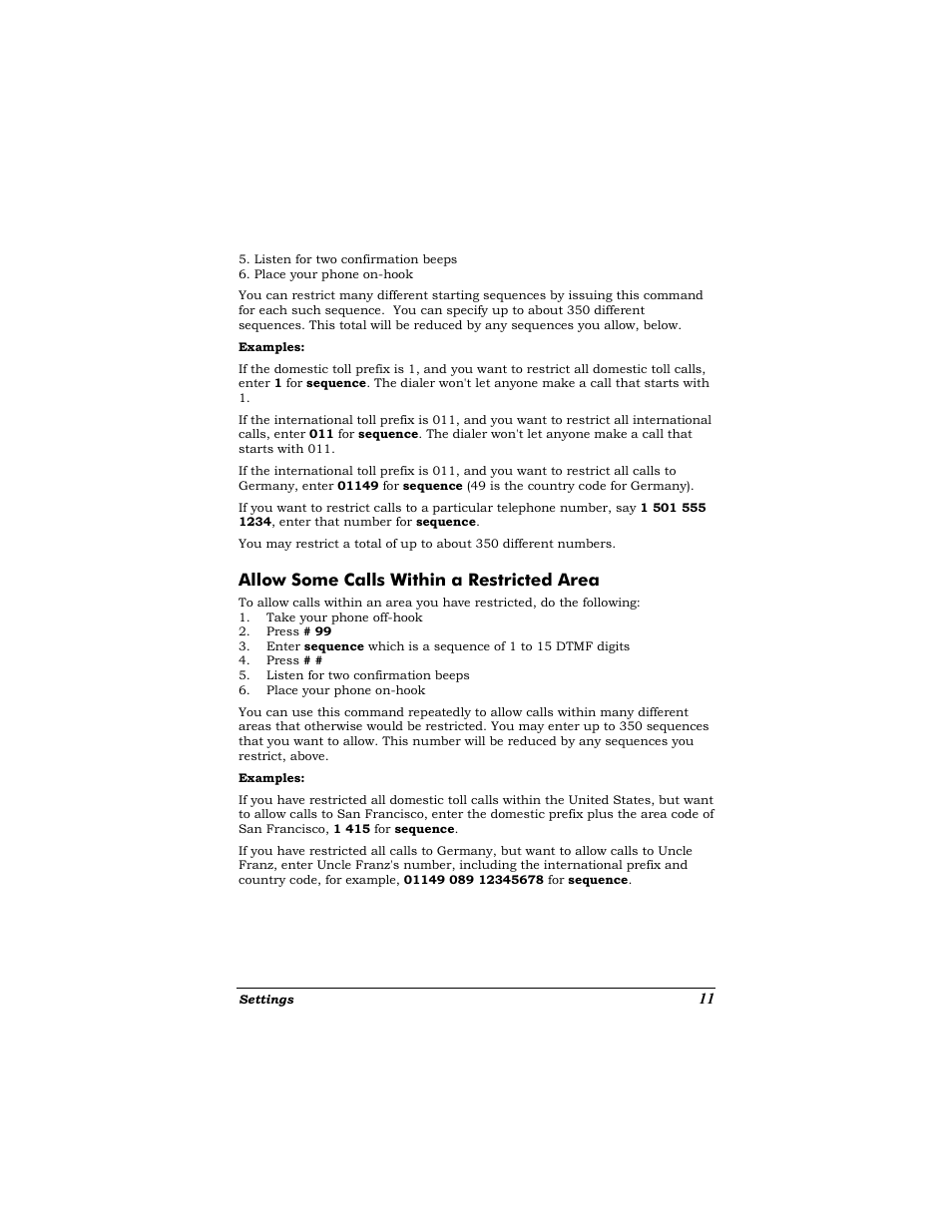Allow some calls within a restricted area | Zoom Dialer 27 User Manual | Page 15 / 24