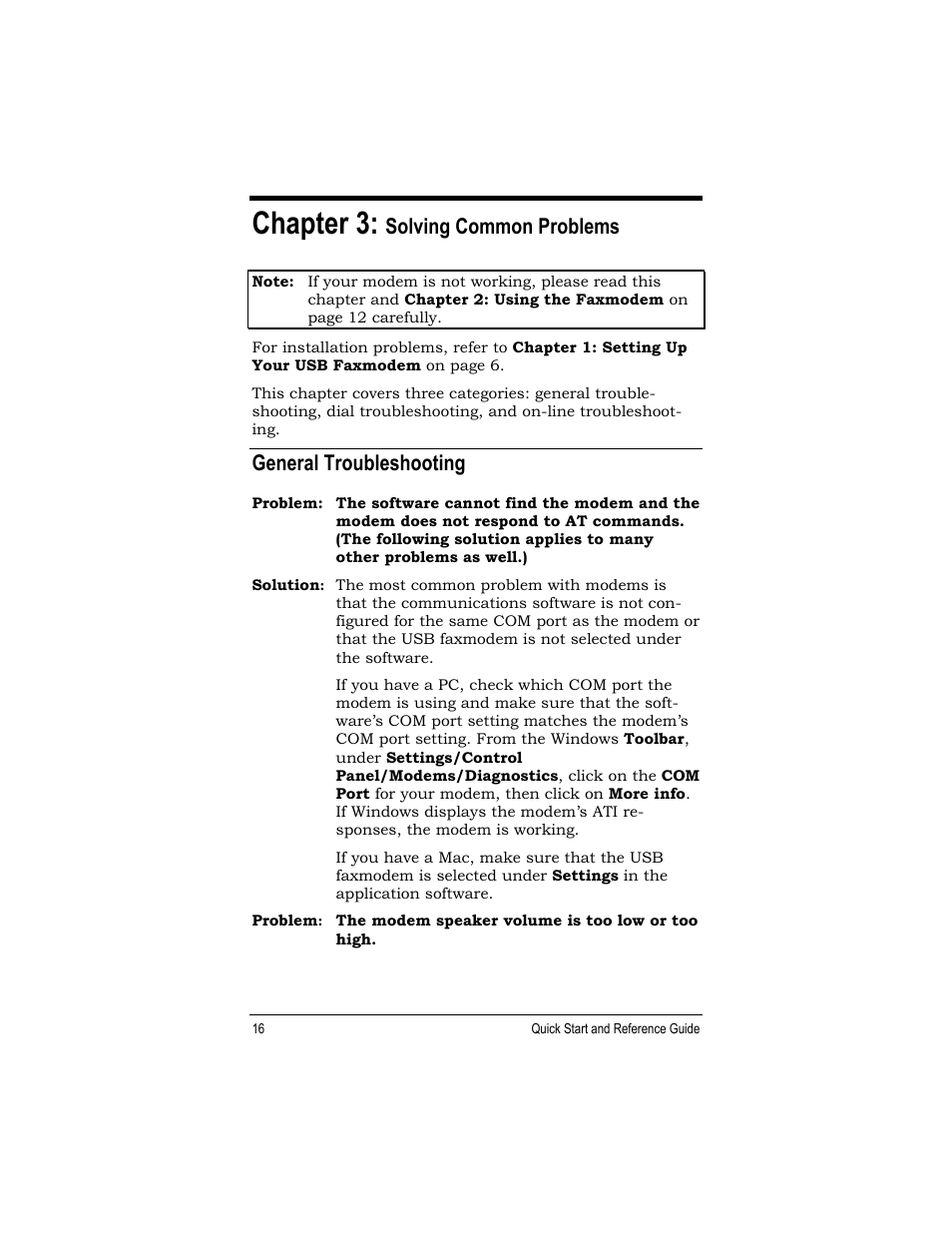 Chapter 3, Solving common problems, General troubleshooting | Zoom 27575 User Manual | Page 16 / 24