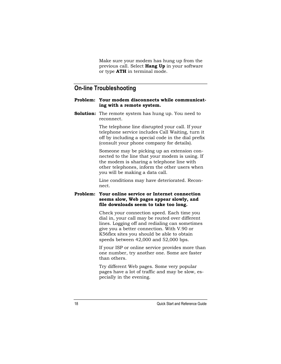 On-line troubleshooting | Zoom 27575 User Manual | Page 18 / 24