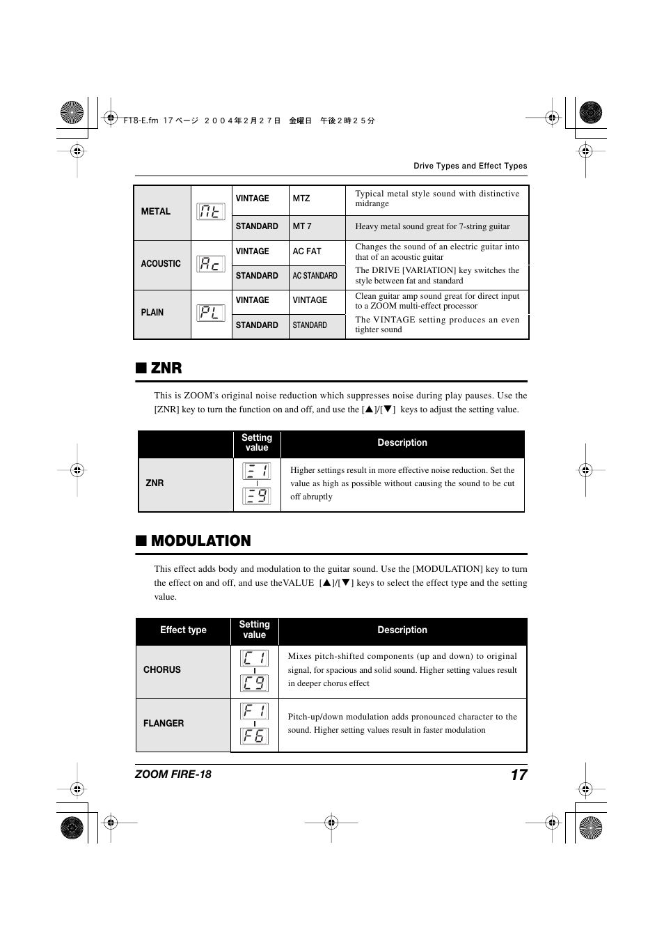 Modulation | Zoom FIRE-18 User Manual | Page 17 / 25