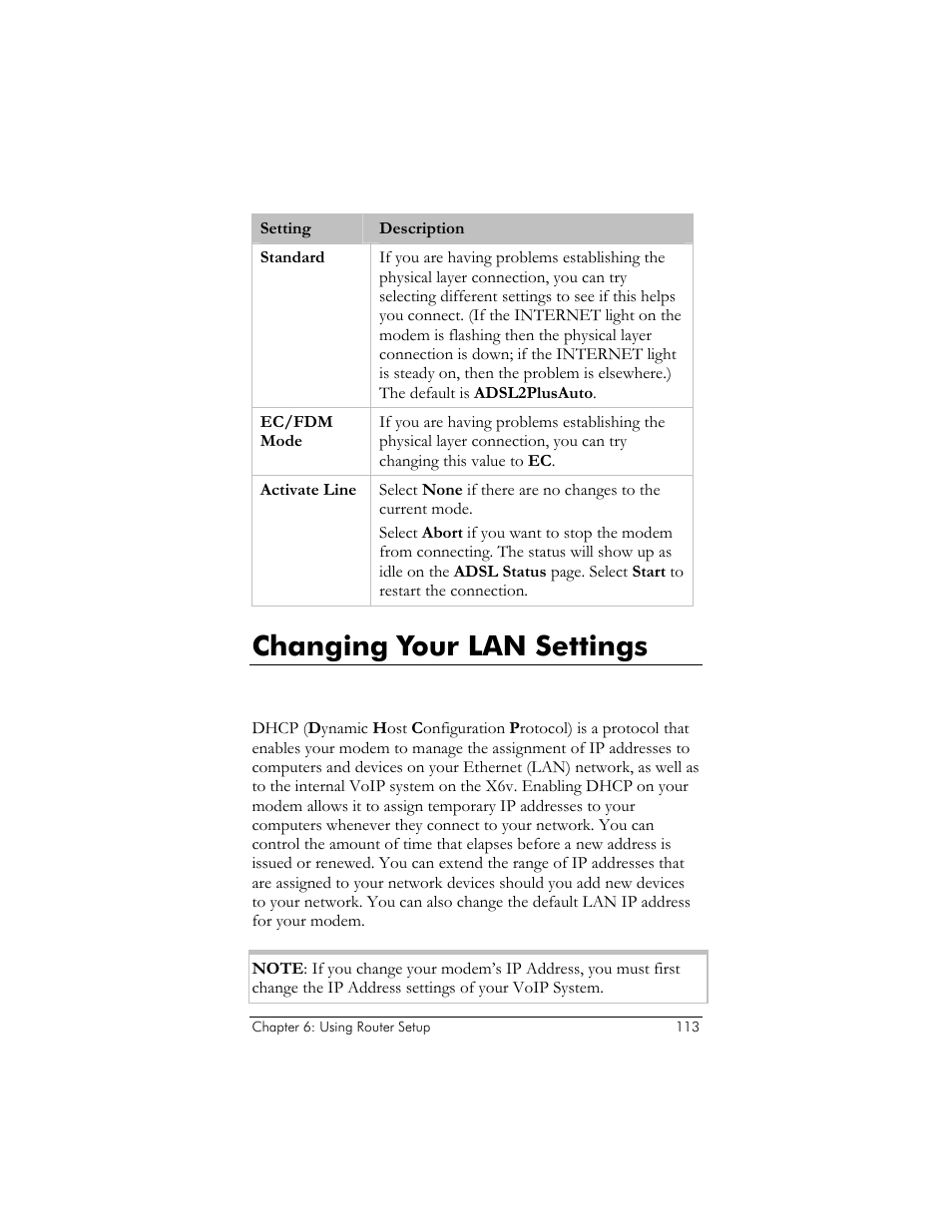 Changing your lan settings, When would i need to change my lan settings | Zoom ADSL X6v User Manual | Page 113 / 166