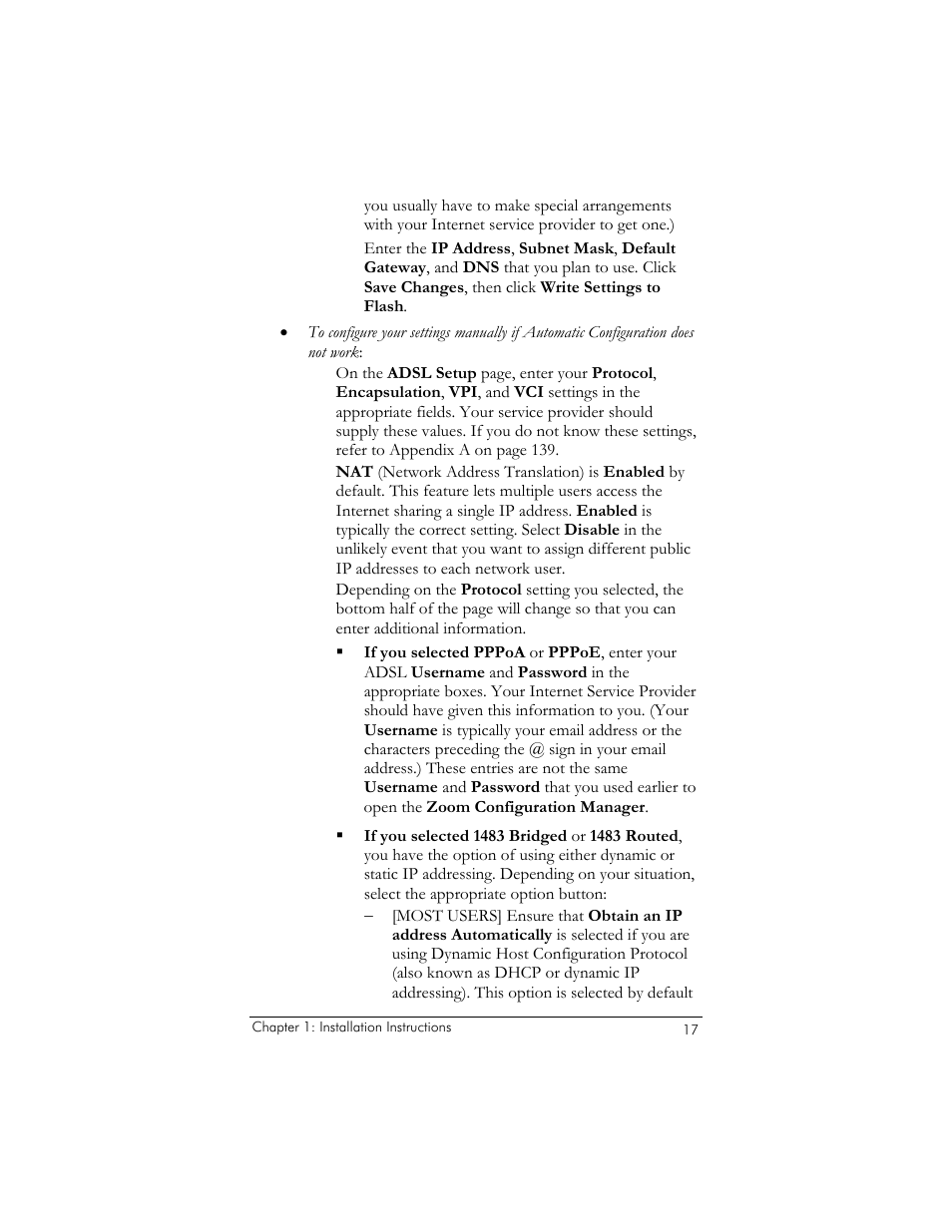 Zoom ADSL X6v User Manual | Page 17 / 166