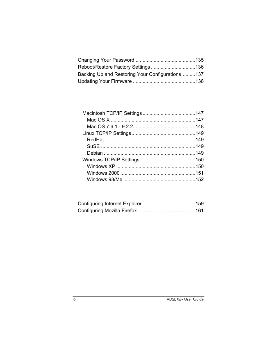 Zoom ADSL X6v User Manual | Page 6 / 166