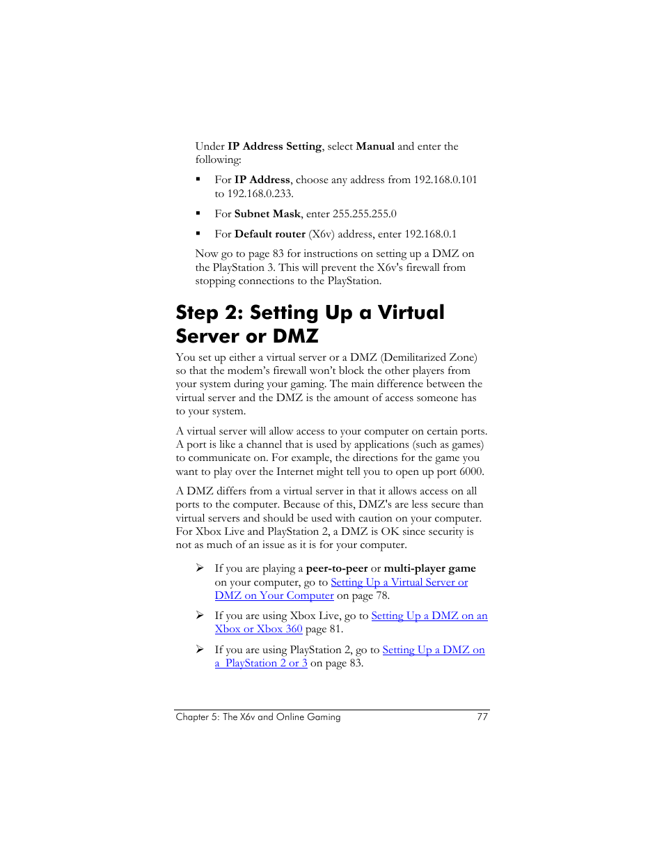 Step 2: setting up a virtual server or dmz | Zoom ADSL X6v User Manual | Page 77 / 166