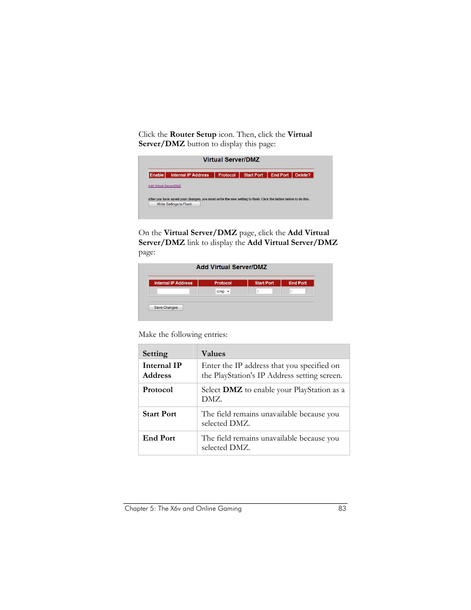 Setting up a dmz on a playstation 2 or 3, 83 for inst | Zoom ADSL X6v User Manual | Page 83 / 166