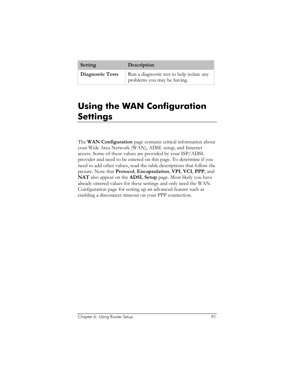 Using the wan configuration settings | Zoom ADSL X6v User Manual | Page 91 / 166