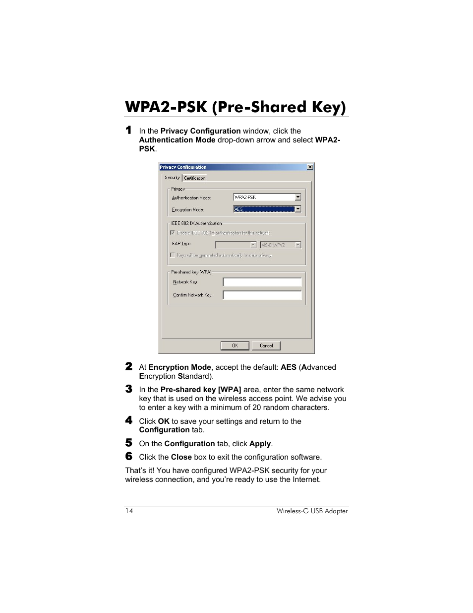 Wpa2-psk (pre-shared key) | Zoom 4410B User Manual | Page 14 / 50