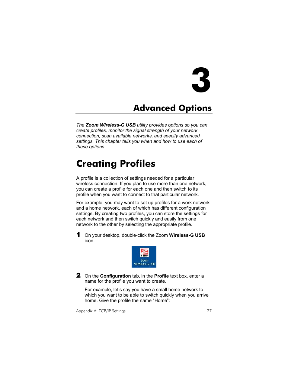 Advanced options, Creating profiles | Zoom 4410B User Manual | Page 27 / 50