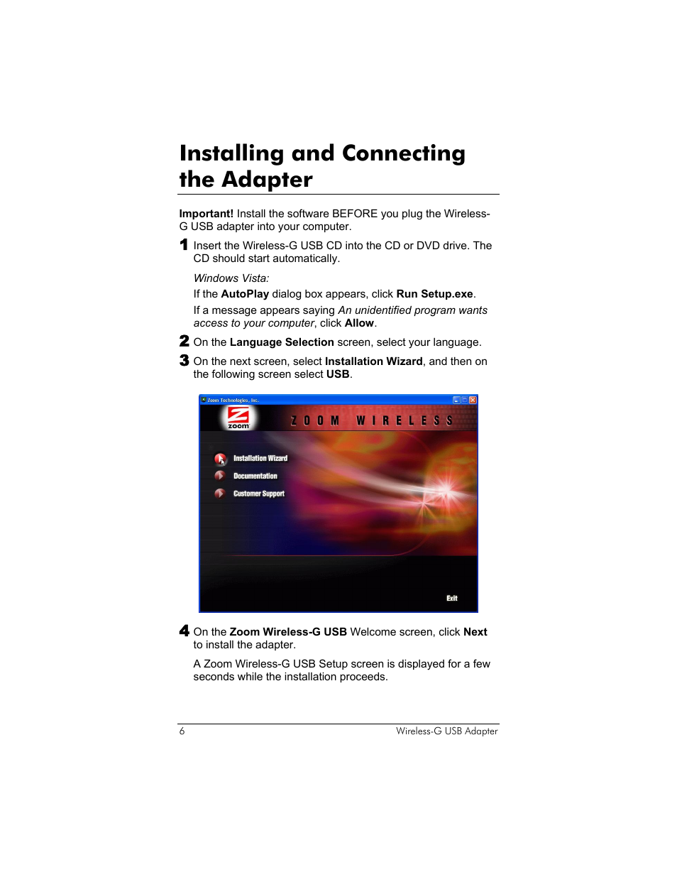 Installing and connecting the adapter | Zoom 4410B User Manual | Page 6 / 50