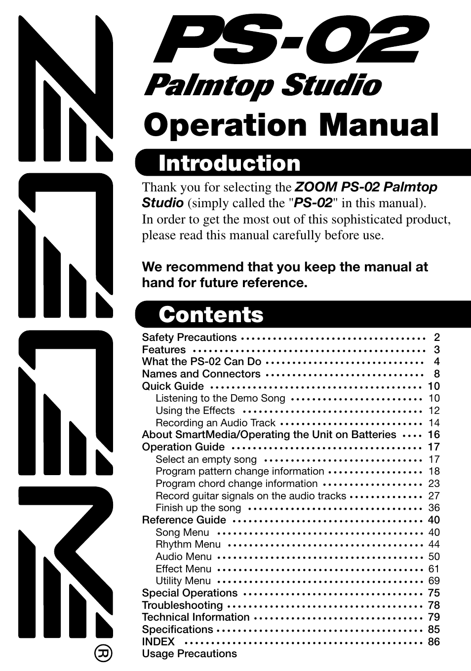 Zoom PS-02 User Manual | 88 pages