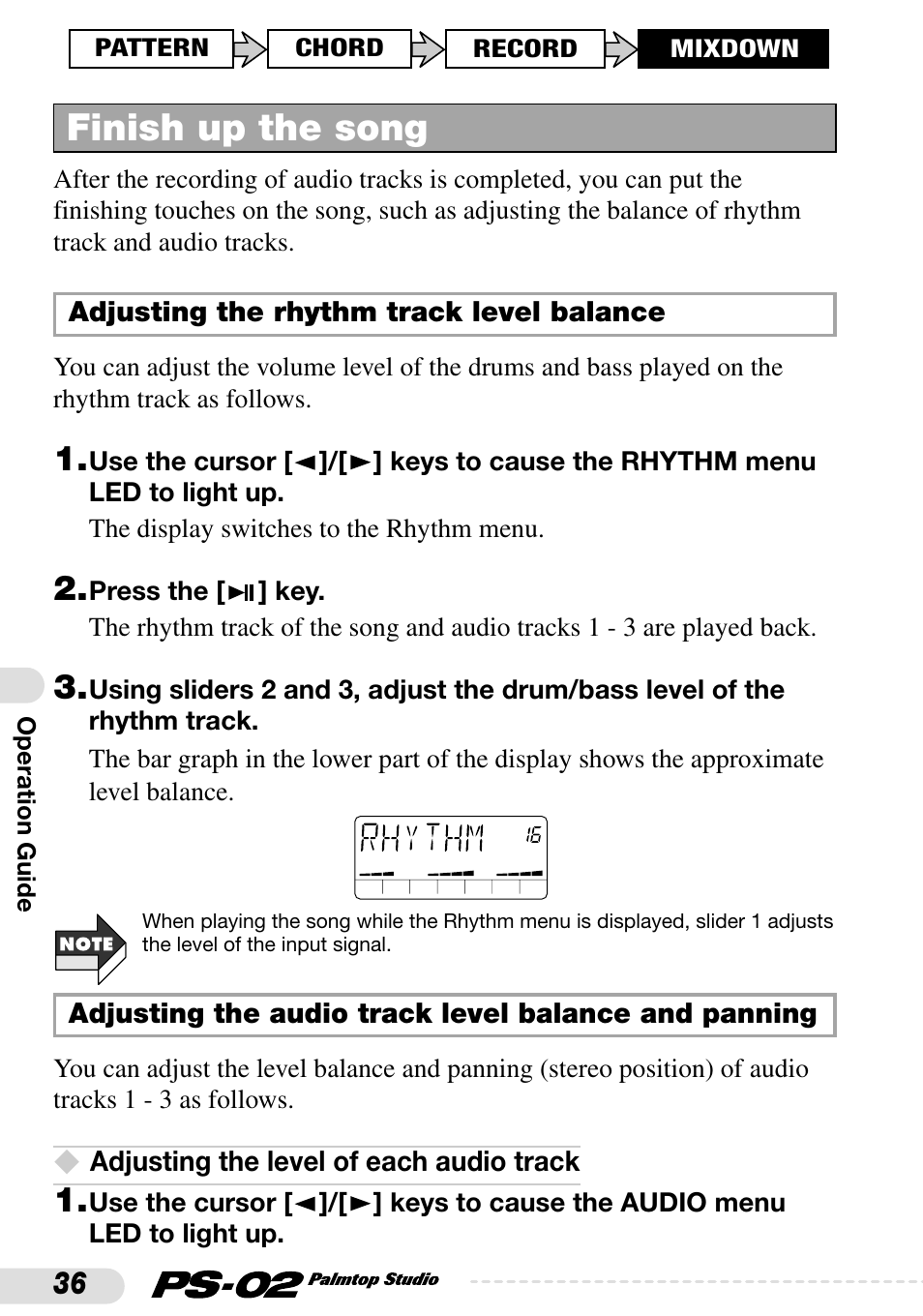 Finish up the song | Zoom PS-02 User Manual | Page 36 / 88
