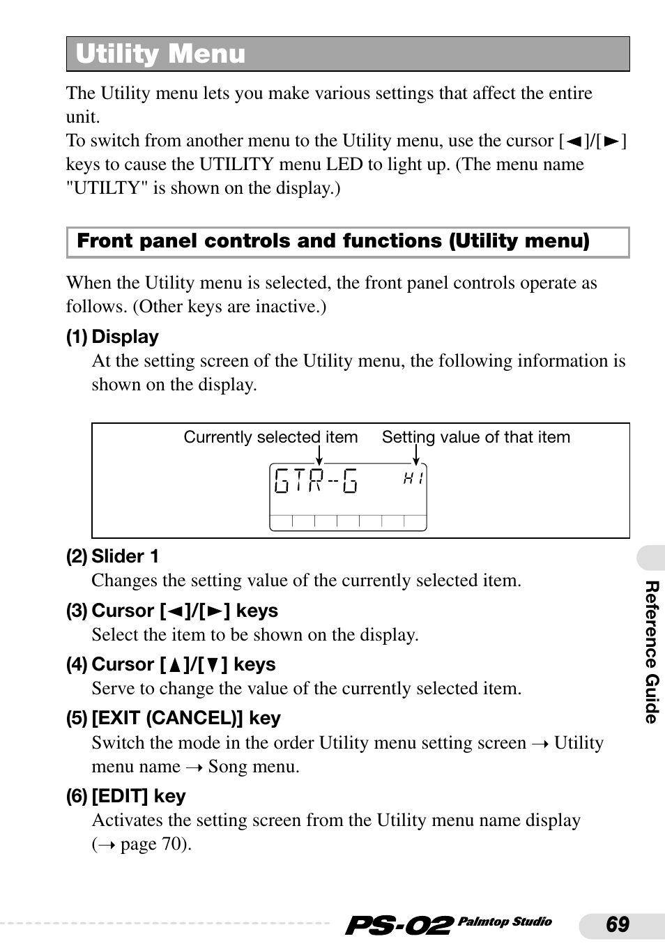 Utility menu | Zoom PS-02 User Manual | Page 69 / 88