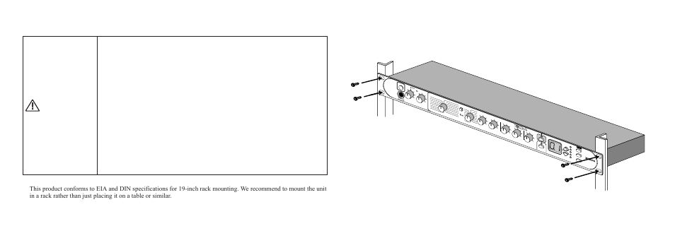 Rack mount, Precaution | Zoom 1204 User Manual | Page 12 / 38