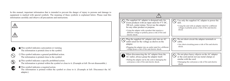 Safety precautions, Warnings | Zoom 1204 User Manual | Page 5 / 38