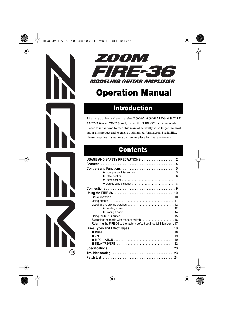 Zoom FIRE-36 User Manual | 26 pages