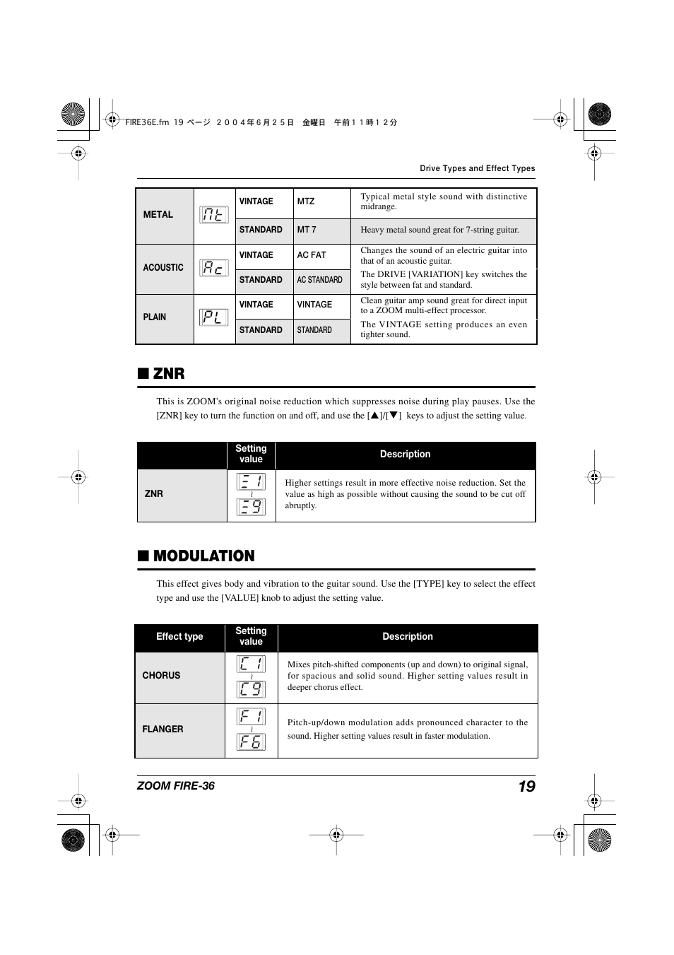 Modulation | Zoom FIRE-36 User Manual | Page 19 / 26
