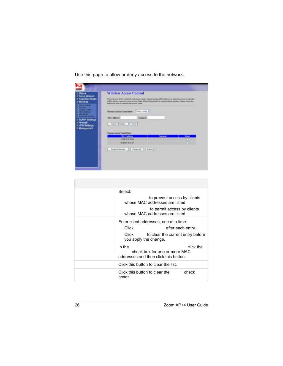 Access control | Zoom 4420-A User Manual | Page 26 / 81