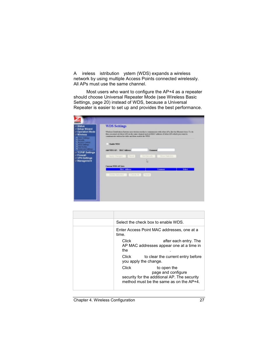 Wds settings, Site survey | Zoom 4420-A User Manual | Page 27 / 81