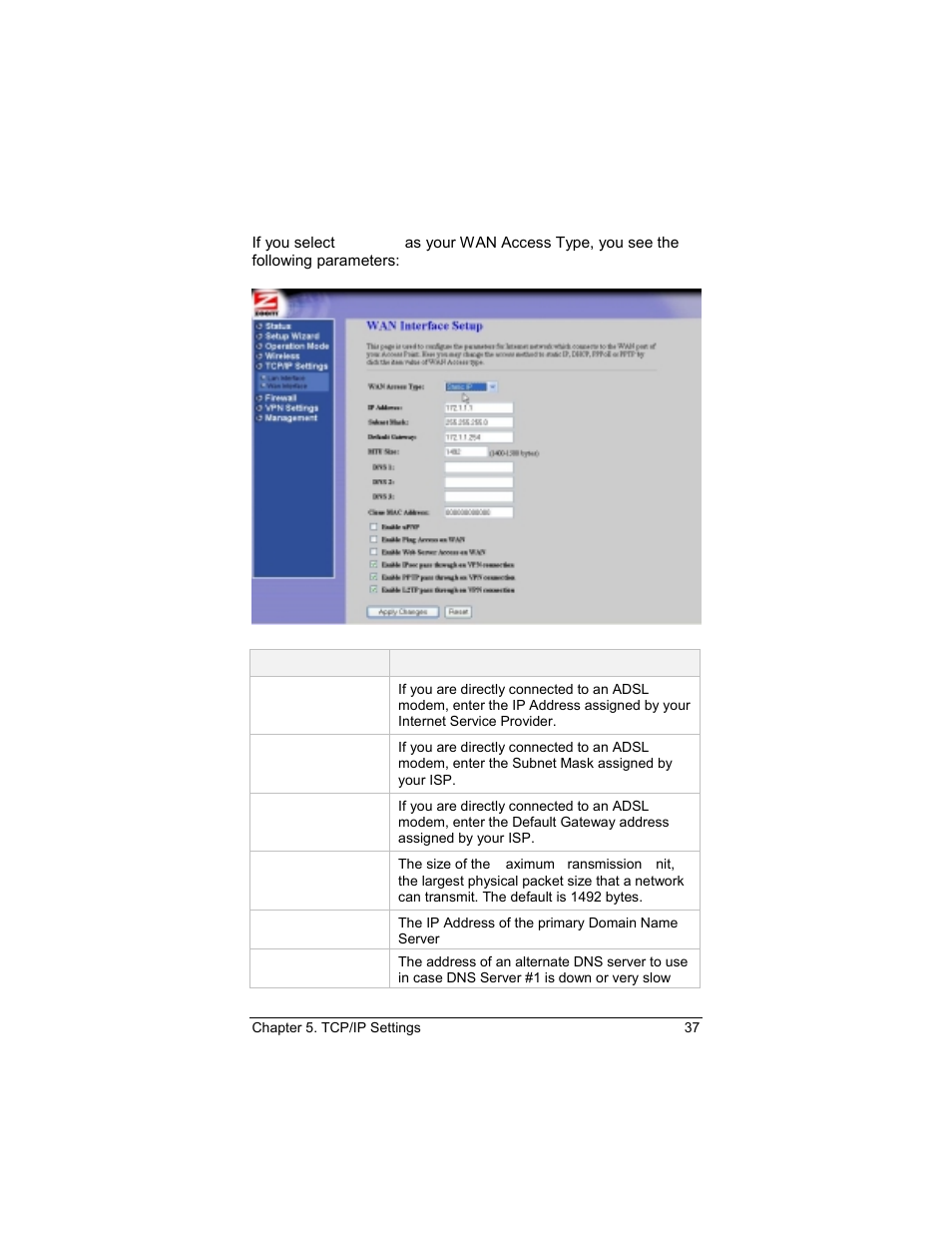 Static ip | Zoom 4420-A User Manual | Page 37 / 81