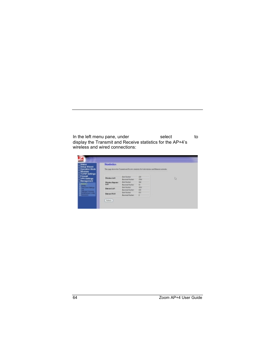 Statistics, Management | Zoom 4420-A User Manual | Page 64 / 81