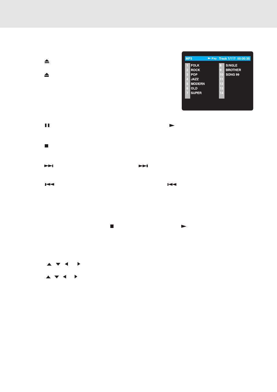 Playing mp3 and picture file disc, Playing a mp3 file disc, On-screen display | Zoom DVD Home Theatre System User Manual | Page 30 / 44