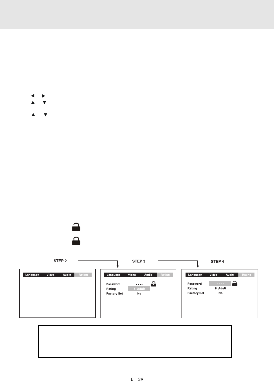 Customizing the function settings, Rating setting, Password/parental lock | Zoom DVD Home Theatre System User Manual | Page 40 / 44