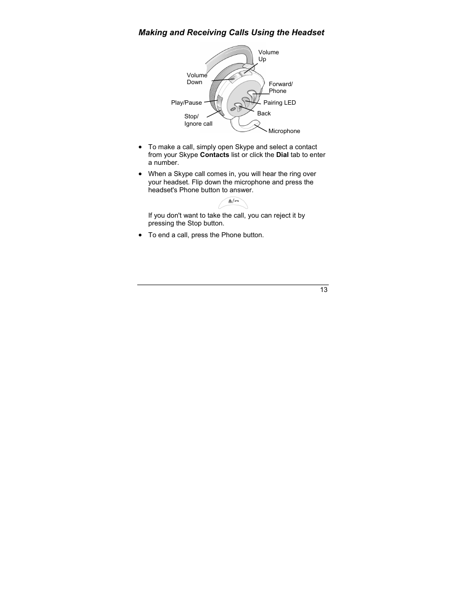 Making and receiving calls using the headset, E 13) | Zoom 4386/TF User Manual | Page 13 / 36