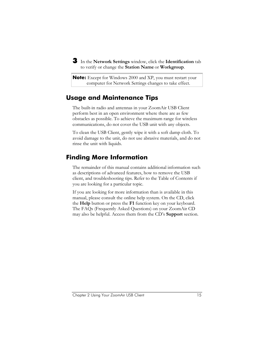 Usage and maintenance tips, Finding more information, Sage and | Aintenance, Inding, Nformation | Zoom ZoomAir USB Client User Manual | Page 15 / 40