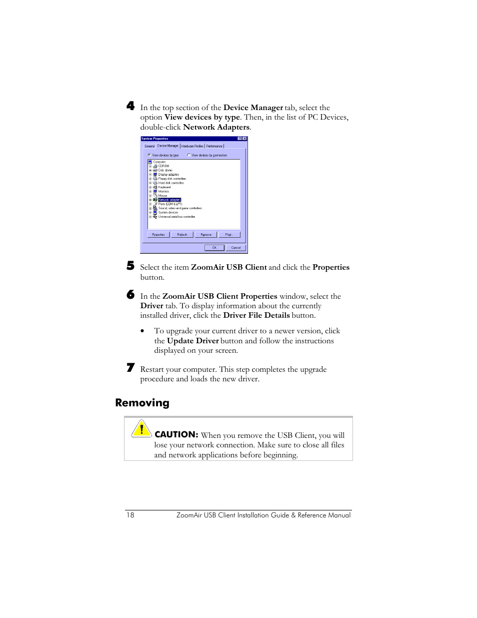 Removing, Emoving | Zoom ZoomAir USB Client User Manual | Page 18 / 40