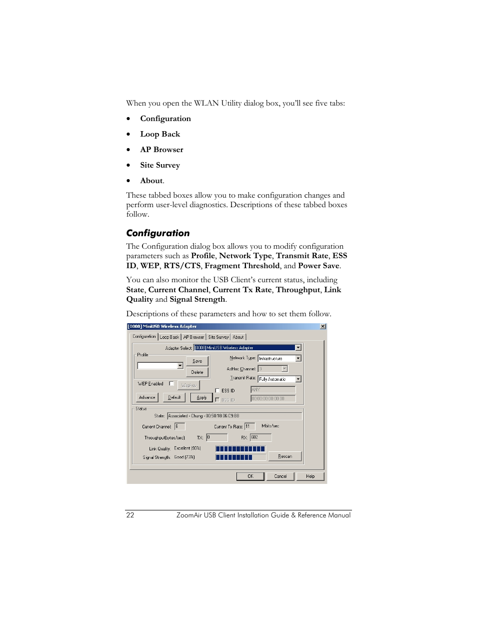 Configuration | Zoom ZoomAir USB Client User Manual | Page 22 / 40