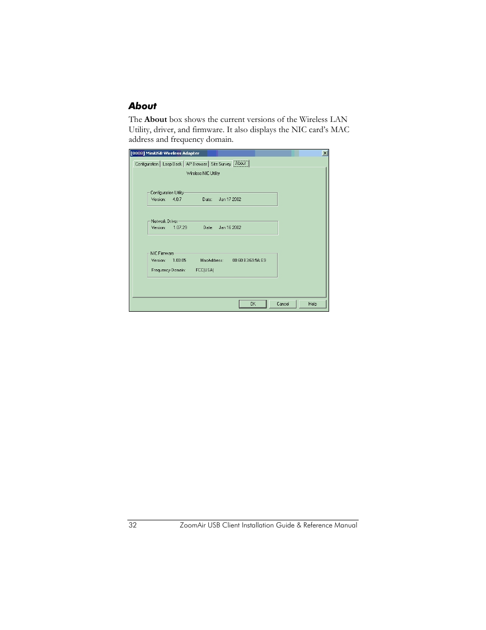 About | Zoom ZoomAir USB Client User Manual | Page 32 / 40