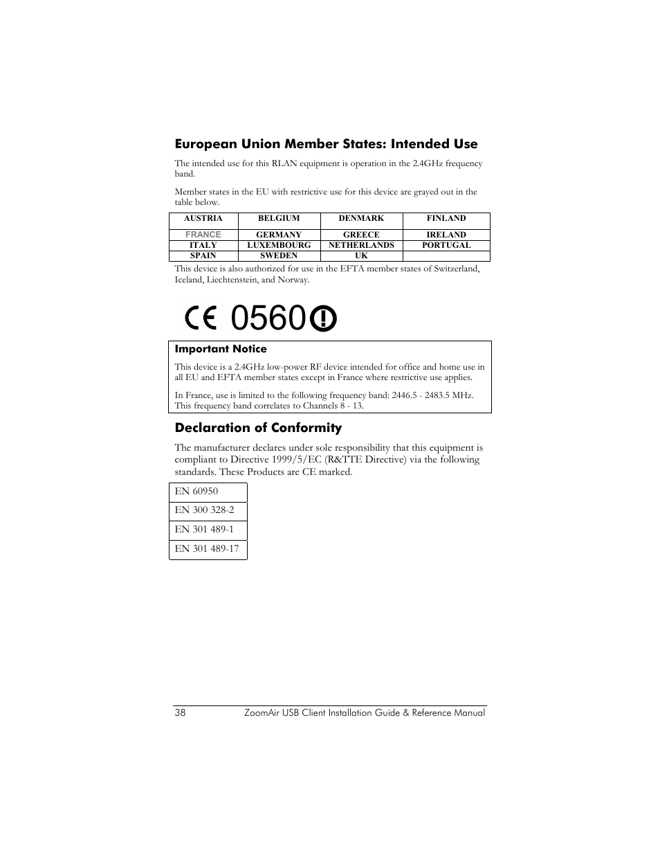 France | Zoom ZoomAir USB Client User Manual | Page 38 / 40