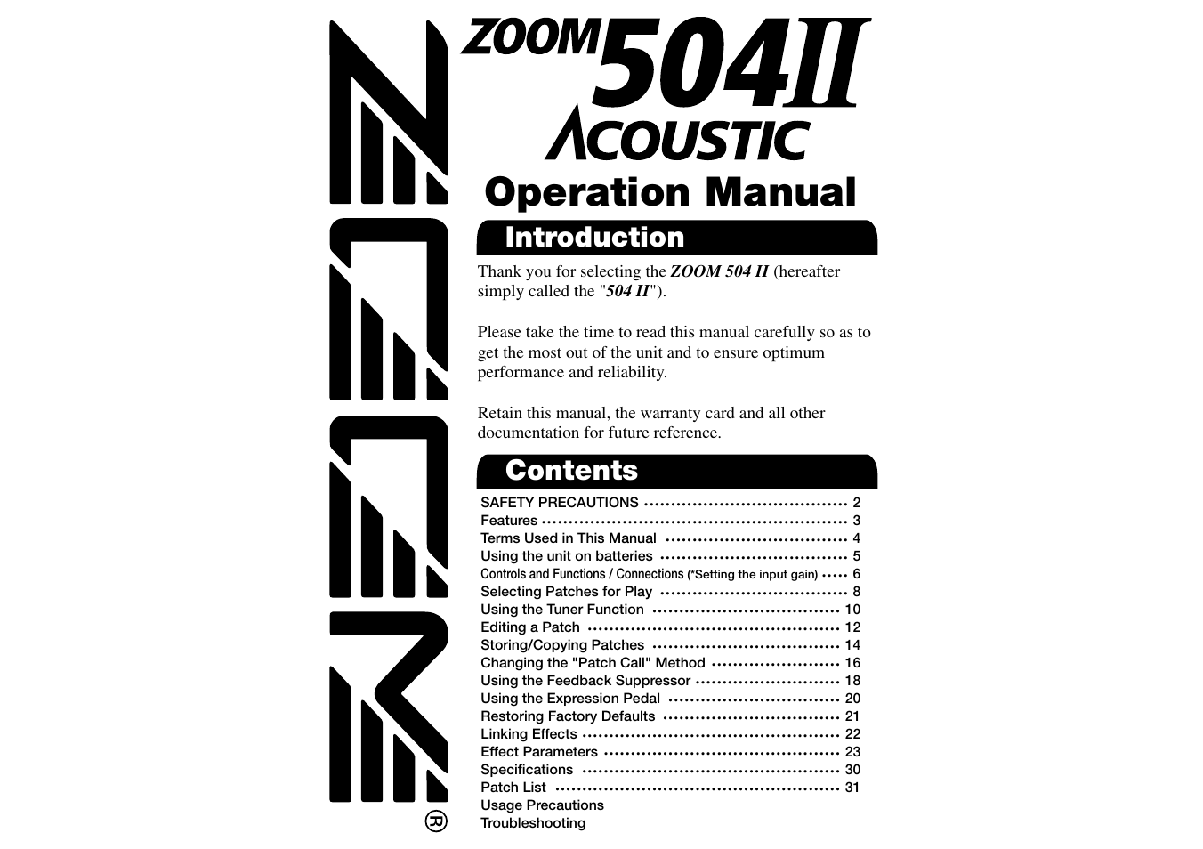 Zoom ACOUSTIC 504 II User Manual | 17 pages