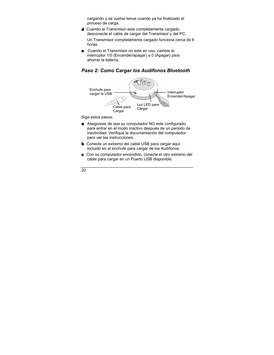 Paso 2: como cargar los audífonos bluetooth | Zoom iHiFi 4411F User Manual | Page 20 / 32